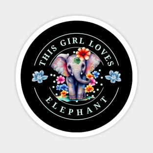 this girl loves elephant cute baby colorful elephant Magnet